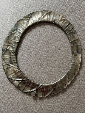 Vintage Les Bernard Egyptian Revival Silver Tone Cleopatra Chocker Necklace